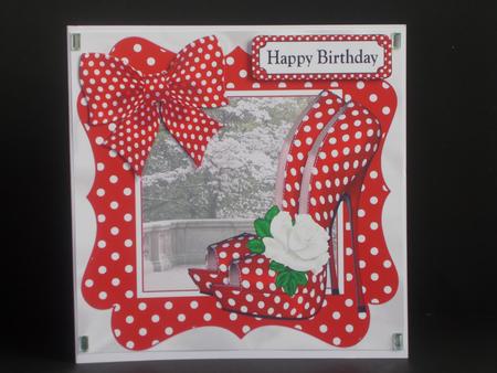 Lovely in Red, Polka Dot Shoes Bow and Frame 8x8 by Tracey Hutsby