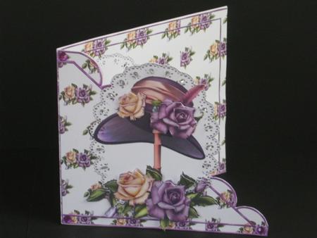Pretty Lilac Hat with Lilac & Cream Roses on Lace Over Edge by Tracey Hutsby