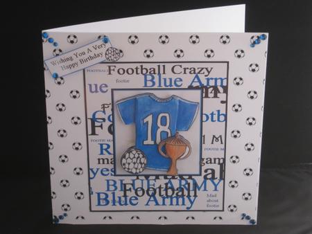 Football Crazy Football Mad Decoupage Design Sheet in Blue by Tracey Hutsby