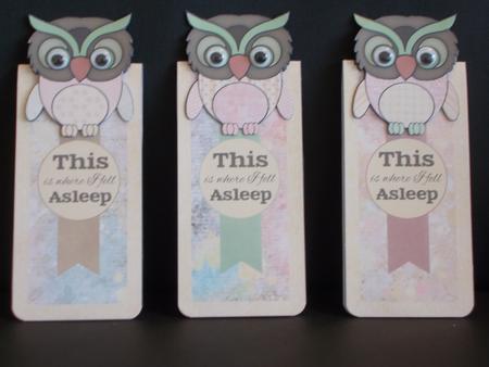 Pink and Green Owls Magnetic Bookmarks by Tracey Hutsby