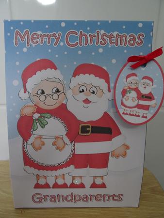 3D Xmas Grandparents Mr & Mrs Claus Large Gift Bag Mini Kit by Tracey Minter
