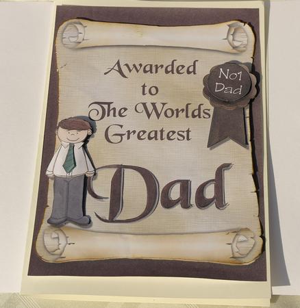 Worlds Greatest Dad Decoupage Quick Card Front by Tracey Mowbray