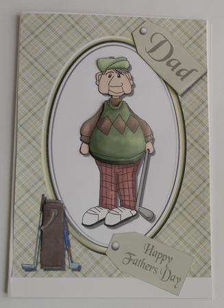 Golfing Dad Decoupage Quick Card Front by Tracey Mowbray