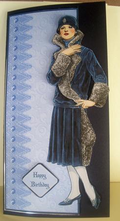 Vintage Blue Lady Large Dl with Decoupage by Tracey Richardson