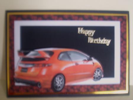 Honda Civic on Stunning Effect Background Decoupage by Tracey Richardson