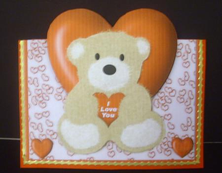 Cute Valentines Teddy Over the Edge by Tracey Richardson