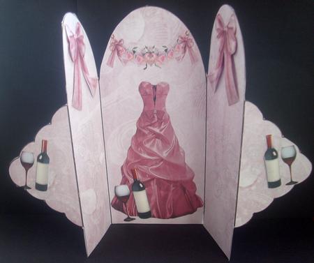 Pink Evening Dress with Champagne, Trifold by Tracey Richardson