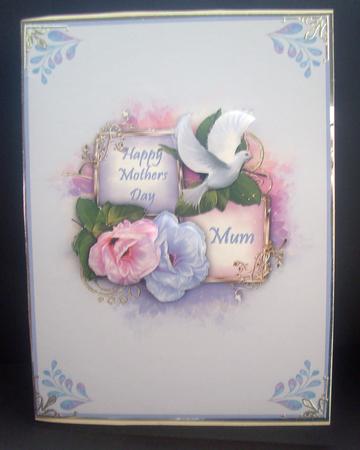 Pink & Blue Flowers & Dove - Mothers Day by Tracey Richardson