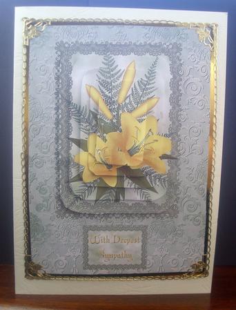 Yellow Lily's Sympathy Card with Pyramage by Tracey Richardson