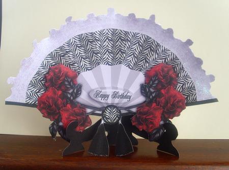 Red Rose Fan and Stand by Tracey Richardson