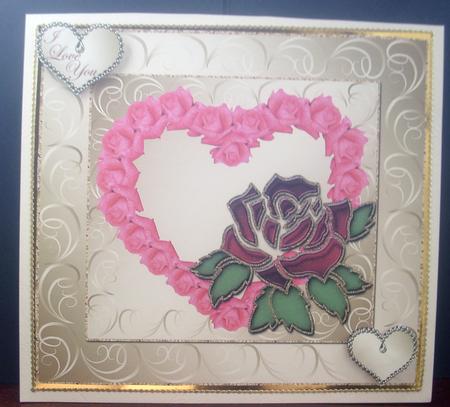 Rose on Rose Heart Double-layer Topper 1 by Tracey Richardson