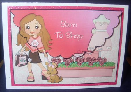 Born to Shop Scallop Envelope Card by Tracey Richardson