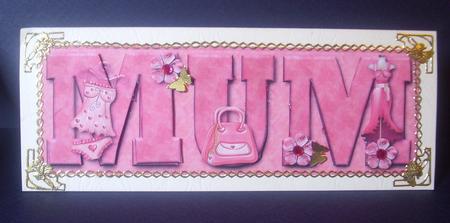 Pretty Pink Mum Large Dl Card Front with Decoupage by Tracey Richardson