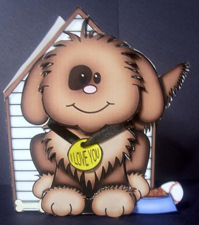 Cute Dog with Tags Shaped Card by Tracey Richardson