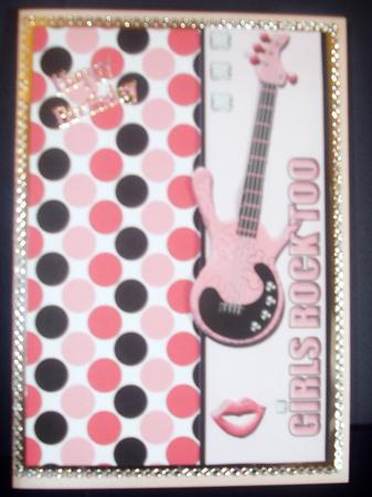 Girls Rock Too Border Card Front by Tracey Richardson