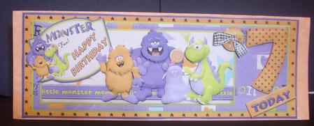 Monster 7 Today Birthday Dl Card Front by Tracey Richardson