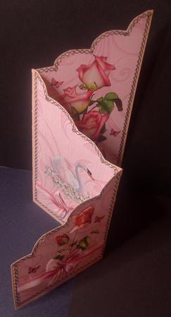 Pink Rose Floral Scalloped Edge Cascade Card by Tracey Richardson