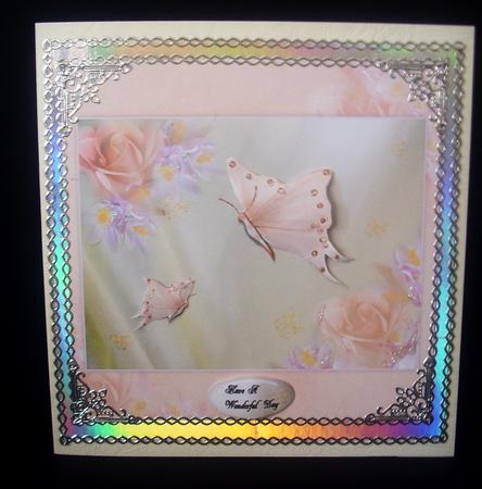 8x8 Peach and Butterflies by Tracey Richardson