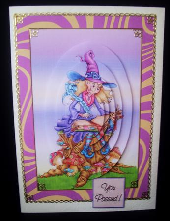 Witch Graduation Card Front by Tracey Richardson