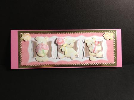 Teddy Bears Gifts and Flowers Dl Card Front by Tracey Richardson