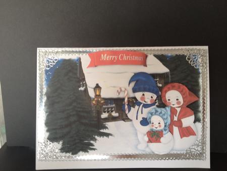 Cute Snowman Family with Winter Snow Scene by Tracey Richardson