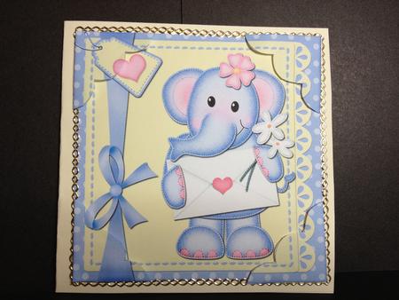 8 x 8 Lola Elephant's Letter Scalloped Corner Topper by Tracey Richardson