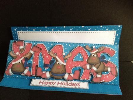 Large Dl Christmas Xmas Rudolph Easel Card Kit by Tracey Richardson