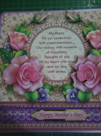 Pink Spring Rose Mothers Day Verse 8x8 Decoupage Mini Kit by Tracey Tooke
