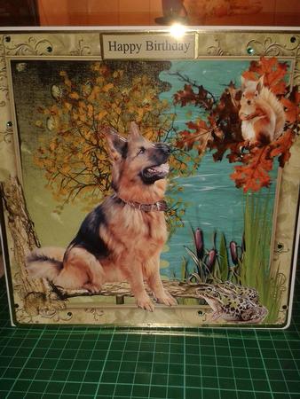 Curious German Shepard Dog Topper with Decoupage by Tracey Tooke