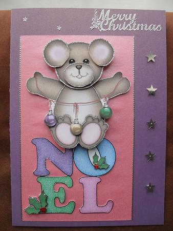 Christmas Noel Teddy Bear Decoupage by Tracey Waring