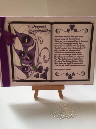 Lavender Calla Lilies Sympathy with Christina Rossetti Poem by Tracey Drage-Baillie
