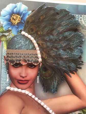 Peacock Art Deco Female, Birthay Mini Kit by Tracey Drage-Baillie