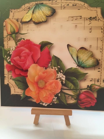 Sheet Music Plaque - Rose Bouquet 8x8 by Tracey Drage-Baillie