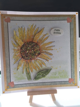 SUNFLOWER-Get Well Card Topper with Decoupage, 6 Sentiment Tags & Commercial Use by Tracey Drage-Baillie