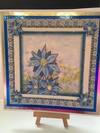 BLUE FLOWERS Step by Step Decoupage, 7x7, with 4 Sentiment Tags & Commercial Use by Tracey Drage-Baillie