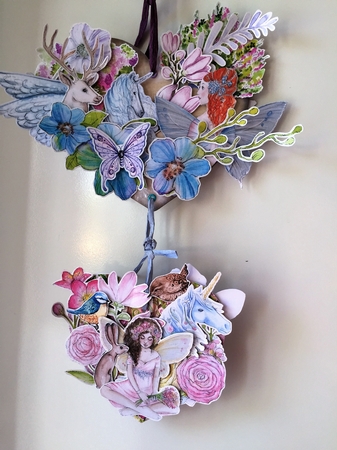Fantasy Fairies & Unicorns Hanging Hearts Trio by Tracey Drage-Baillie