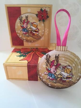 Christmas Winnie 6 Bauble Gold Mini Kit.3 by Tracey Drage-Baillie