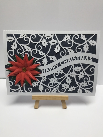 Happy Christmas Poinsettia Split Card by Tracey Drage-Baillie