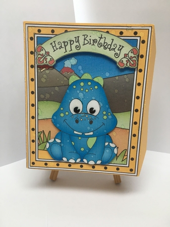 3D Cute Little Dino Gift Box Card Kit 3d Decoupage by Tracey Drage-Baillie
