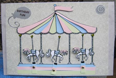 Animated 3D Pink Carousel with Moveable Horses by Tracey Drage-Baillie