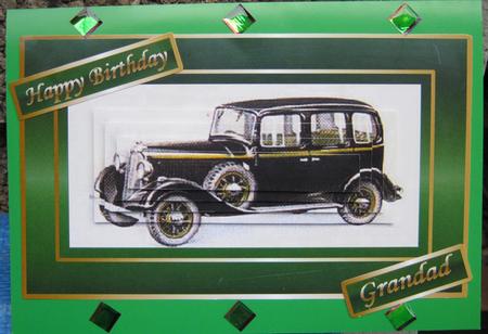 Vintage Car 6 Pyramid Card Front by Tracey Drage-Baillie