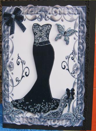 Elegant Ladies Evening Dress in Black/silver by Tracey Drage-Baillie