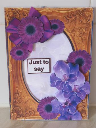 Inside Out Card Purple Iris and Gerberas by Tracey Drage-Baillie