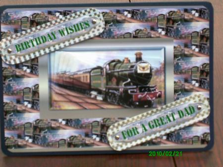 Steam Train Spiral Pyramid Card Front by Tracey Drage-Baillie