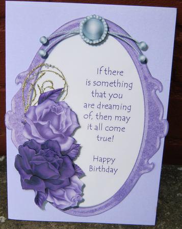 Purple Birthday Roses Card Topper by Tracey Drage-Baillie