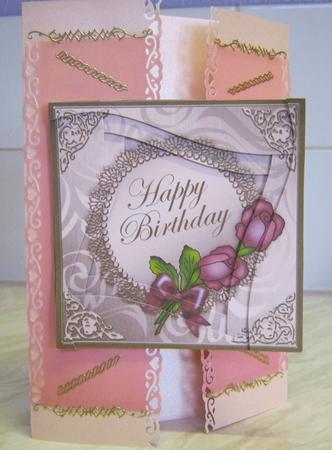 Roses and Metallic Lace Wavy Spiral Side Stacker by Tracey Drage-Baillie