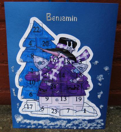 Shaped Snowman Advent Card 2 by Tracey Drage-Baillie