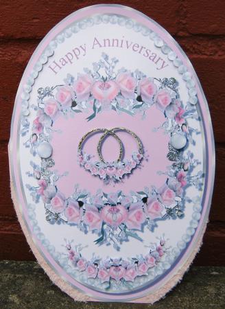 Happy Anniversary Oval Card Topper by Tracey Drage-Baillie