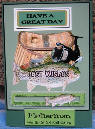 4 Assorted Fishermans Cards with 2 Backgrounds by Tracey Drage-Baillie