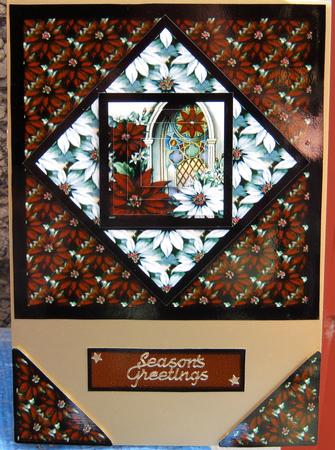 Poinsettia and Church Window Geometric Pyrmaid Panel by Tracey Drage-Baillie